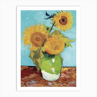 Vase With Three Sunflowers, Van Gogh Art Print