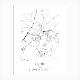 Legnica,Poland Minimalist Map Art Print