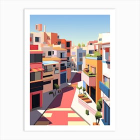 Costa Del Sol, Spain, Flat Illustration 2 Art Print