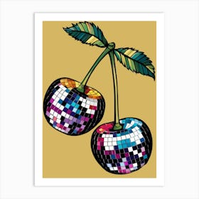 Cherries With Disco Balls 1 Art Print