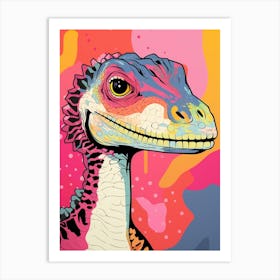 Colourful Dinosaur Dromaeosaurus 3 Art Print