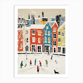 Winter Snow London Snow Illustration 1 Art Print