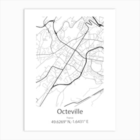 Octeville,France Minimalist Map Art Print