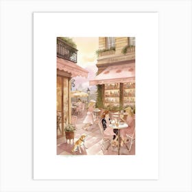 Pink Paris Street Watercolour Art Print