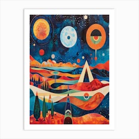 Landscape With Stars Style Abstract Art Print