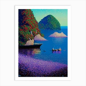 Ko Yao Yai Thailand Pointillism Style Tropical Destination Art Print