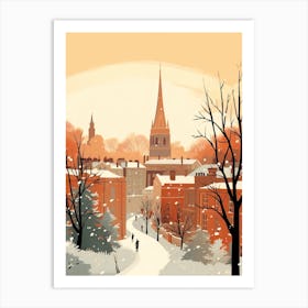Vintage Winter Travel Illustration Oxford United Kingdom 3 Art Print
