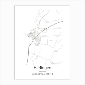 Harlingen,Netherlands Minimalist Map Art Print