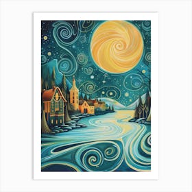 Night At The Lake Art Print