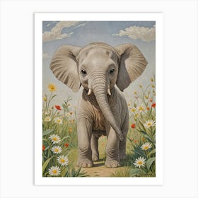 Elephant In The Meadow no2 Art Print