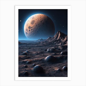 Glowing Moon With Craters Simp Art Print Art Print