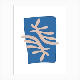 Matisse Inspired Blue Coral Leaves Cutout Art Print