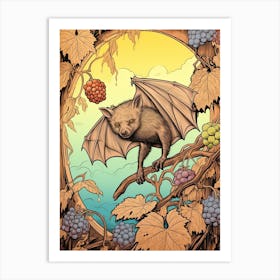 Fruit Bat Vintage Illustration 10 Art Print