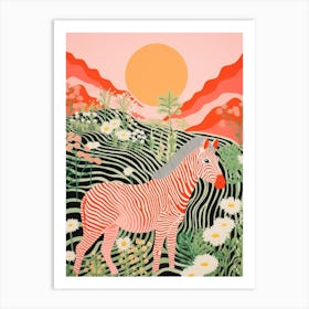 Zebra Line Illustration 2 Art Print