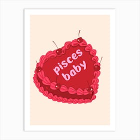 Pisces Baby Zodiac Cake Art Print