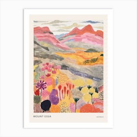 Mount Ossa Australia 1 Colourful Mountain Illustration Poster Art Print
