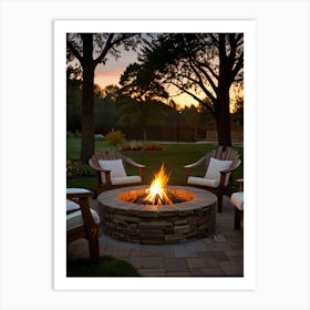 Fire Pit At Dusk Art Print