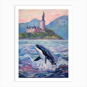 Whale And A Castle Abstract Impasto Art Print