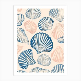 Sea Shells Linocut Pattern Art Print