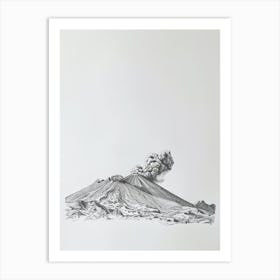 Mount Etna Italy Line Drawing 4 Art Print