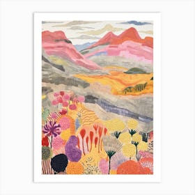 Mount Ossa Australia 1 Colourful Mountain Illustration Art Print
