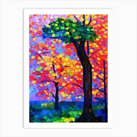 Golden Raintree Tree Cubist Art Print