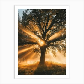 Sunrise Over A Tree Art Print