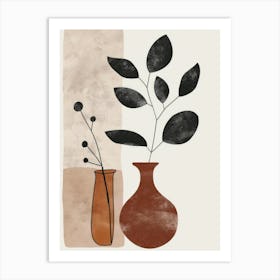 Vases And Leaves 6 Art Print