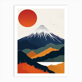 Japandi Cubist Fusion: Mt Fuji Art Print