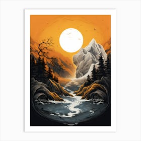 Sunset In The Mountains 7 Art Print