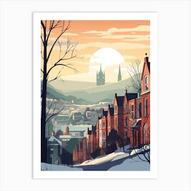 Vintage Winter Travel Illustration Belfast Northern Ireland Art Print