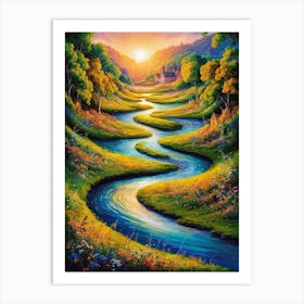 River In The Valley Art Print