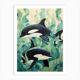 Matisse Style Orca Whales 1 Art Print