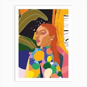 Woman In A Colorful Dress Art Print