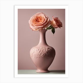 A Vase Of Pink Roses 24 Art Print