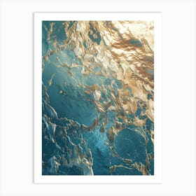 Gold And Blue Water Art Print