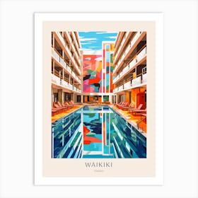 Waikiki, Hawaii 4 Midcentury Modern Pool Poster Art Print