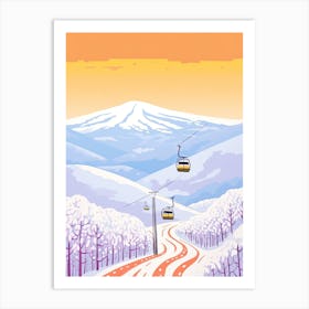 Niseko   Hokkaido, Japan, Ski Resort Pastel Colours Illustration 0 Art Print