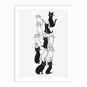 Stack Of Cat Line Drawing 5 Art Print