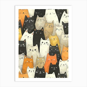 Perfectly Repeatable Artwork With Cute Cat Faces 55 Art Print