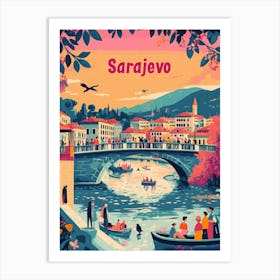 Aihrgdesign A 1970s Inspired Travel Poster For Sarajevo 4 Art Print