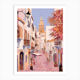 Seville Spain 1 Vintage Pink Travel Illustration Art Print