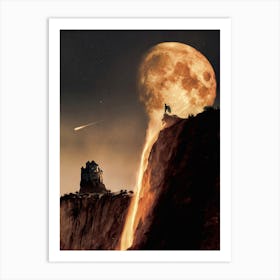 Full Moon Descending On Angel Falls 1 Art Print