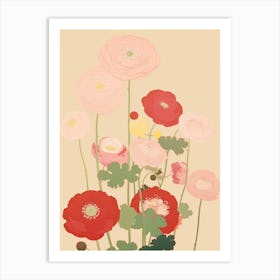 Ranunculus Flower Big Bold Illustration 3 Art Print