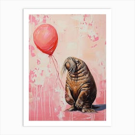 Cute Walrus 2 With Balloon Art Print