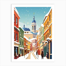 Vintage Winter Travel Illustration Helsinki Finland 1 Art Print