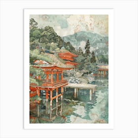 Hakone Japan 1 Retro Illustration Art Print