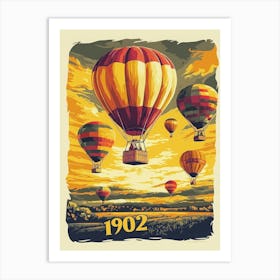 Aihrgdesign A Vintage Travel Poster Of A 1902 Hot Air Balloon 6e2ec22f 6fb1 4df7 9cf5 79569b1a9566 2 Art Print