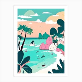 Phi Phi Islands Thailand Muted Pastel Tropical Destination Art Print