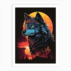 Wolf At Sunset 1 Art Print